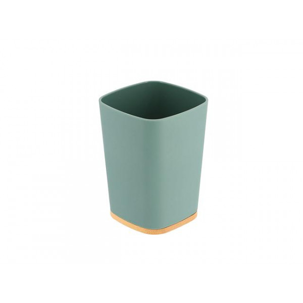 Păhar pentru periuțe de dinți Tendance Rubber, bază din bambus, verde, polirasină Păhar pentru periuțe de dinți Tendance Rubber, bază din bambus, verde, polirasină