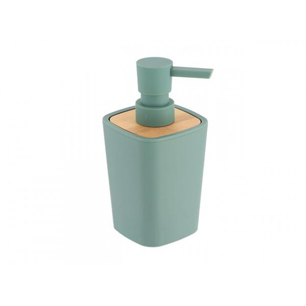 Диспенсер для мыла Tendance Rubber 380ml, крышка бамбук, зел