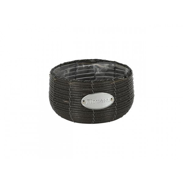 Вазон для цветов D29cm, H15cm, ротанг, графит Вазон для цветов D29cm, H15cm, ротанг, графит