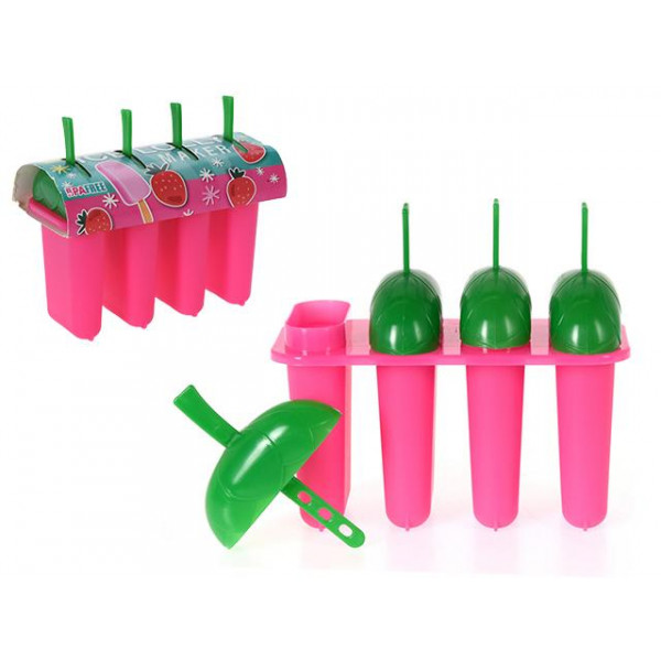 Set forme pentru inghetata 4buc, 14.5X7.8X17cm, roz, plastic Set forme pentru inghetata 4buc, 14.5X7.8X17cm, roz, plastic