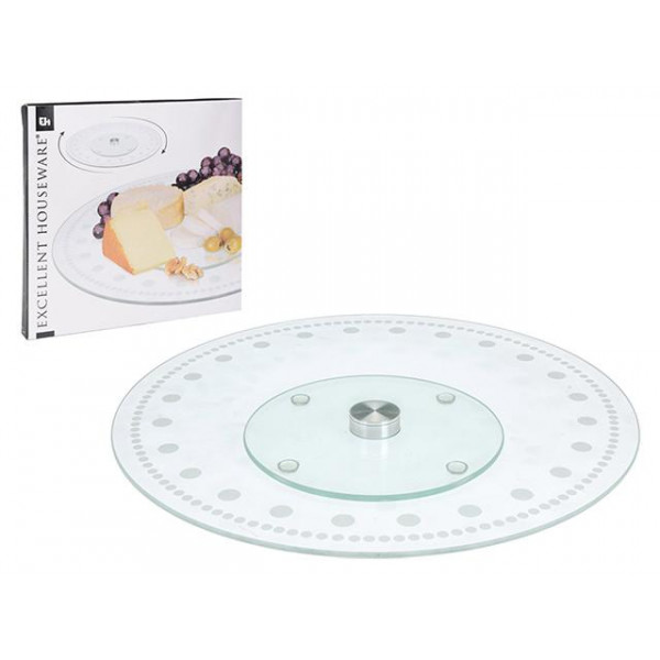 Suport rotativ pentru tort cu marcaje pentru taiere EH D30cm, H2.5cm, sticla Suport rotativ pentru tort cu marcaje pentru taiere EH D30cm, H2.5cm, sticla