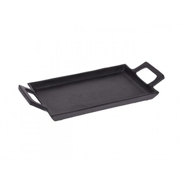 Tava dreptunghiulara din aluminiu 28X14cm cu manere, neagra Tava dreptunghiulara din aluminiu 28X14cm cu manere, neagra