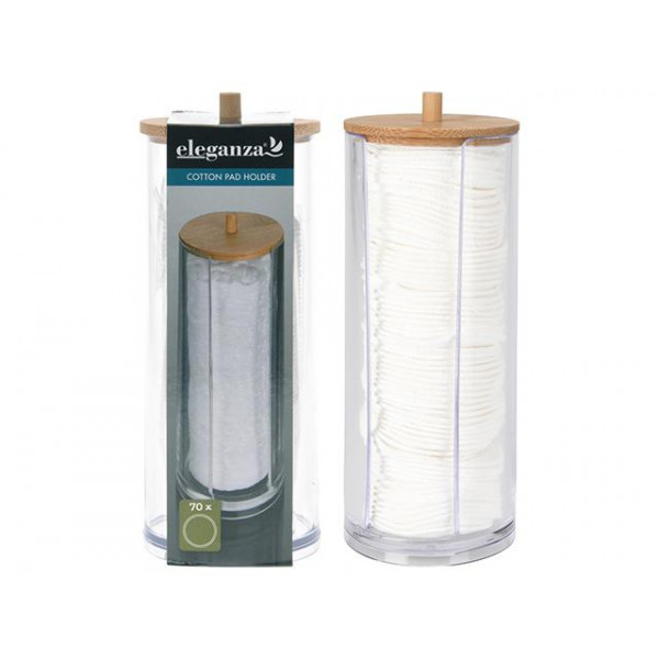 Organizator cu discuri Cosmetică 70buc Eleganza 19XD7cm, capac bambus Organizator cu discuri Cosmetică 70buc Eleganza 19XD7cm, capac bambus