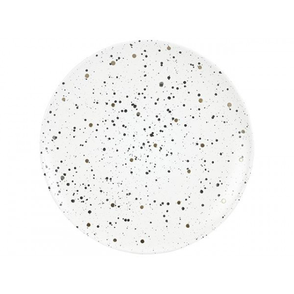 Farfurie de servire 26.5cm Metallic Speckle ”Bulin?”, alb? Farfurie de servire 26.5cm Metallic Speckle ”Bulin?”, alb?