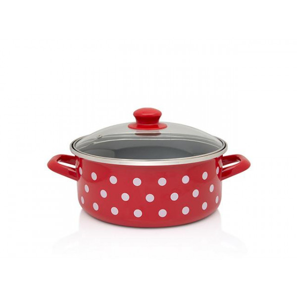 Cratita emailata Clasica 24cm, 4.75l, capac din sticla