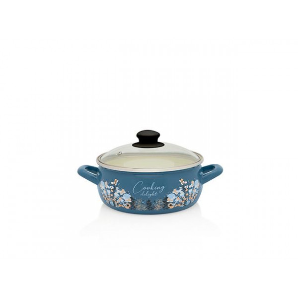 Кастрюля эмалированная Blue16cm, 1.5l, крышка стекло