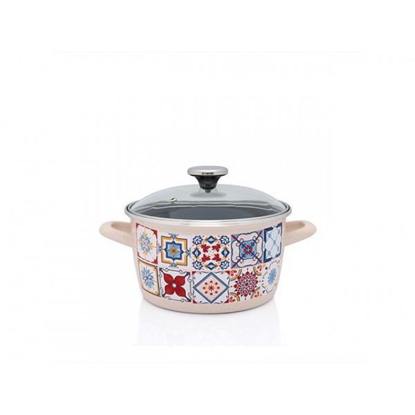 Cratita emailata Imperial 16cm, 1.9l, capac din sticla Cratita emailata Imperial 16cm, 1.9l, capac din sticla