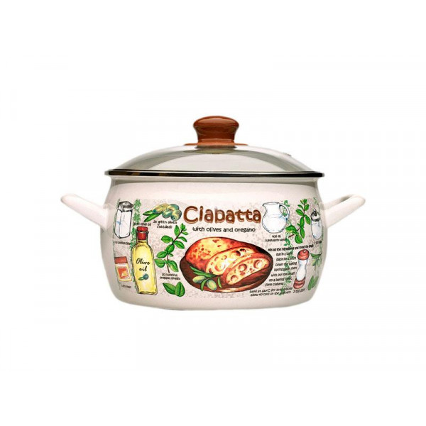 Кастрюля эмалированная Ciabatta 16cm, 2.4l, крышка стекло Кастрюля эмалированная Ciabatta 16cm, 2.4l, крышка стекло