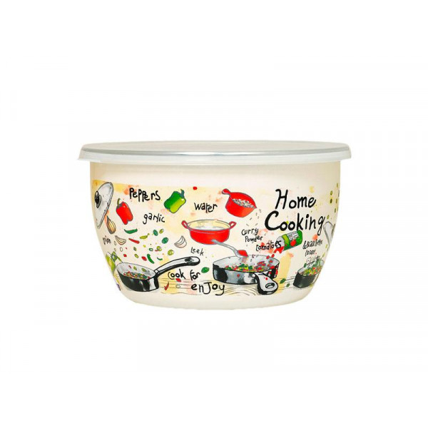 Контейнер эмалированный "Home Cooking" D14cm, 1.1l, крышка пластик