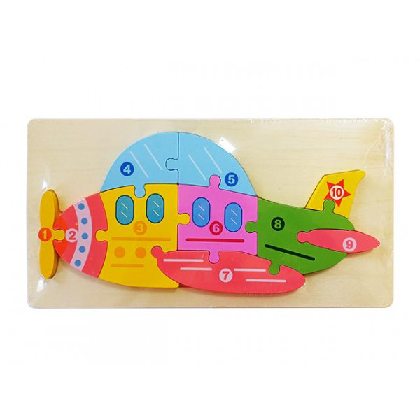 Puzzle educativ din lemn Avion 30X15cm