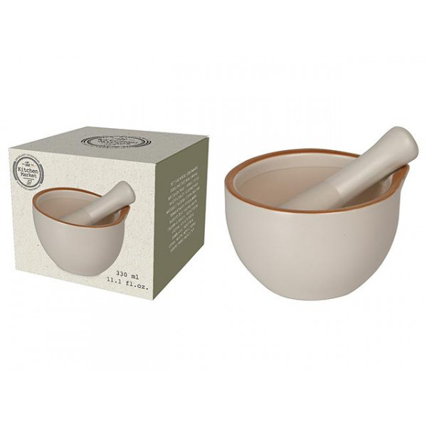 Mojar cu pistil 330ml Brown Rim, ceramica Mojar cu pistil 330ml Brown Rim, ceramica