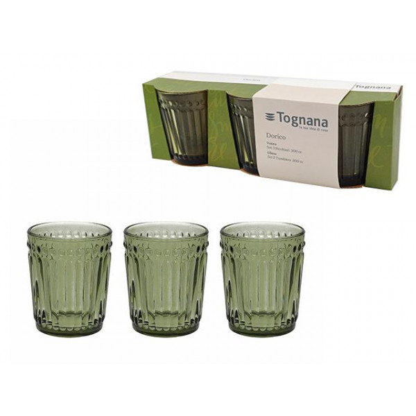 Набор стаканов Tognana Dorico 3шт, 310ml, зеленый Набор стаканов Tognana Dorico 3шт, 310ml, зеленый