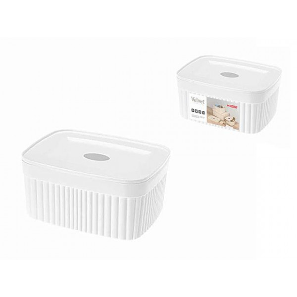 Cutie de depozitare Econova Velvet 0.9l, 15Х11.5Х7cm, alb?, cu capac Cutie de depozitare Econova Velvet 0.9l, 15Х11.5Х7cm, alb?, cu capac