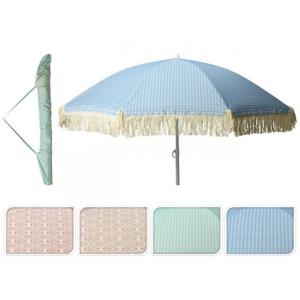 Umbrel? de soare D176cm cu picior flexibil, 8 spite, 4 culori, cu franjuri, hus? Umbrel? de soare D176cm cu picior flexibil, 8 spite, 4 culori, cu franjuri, hus?