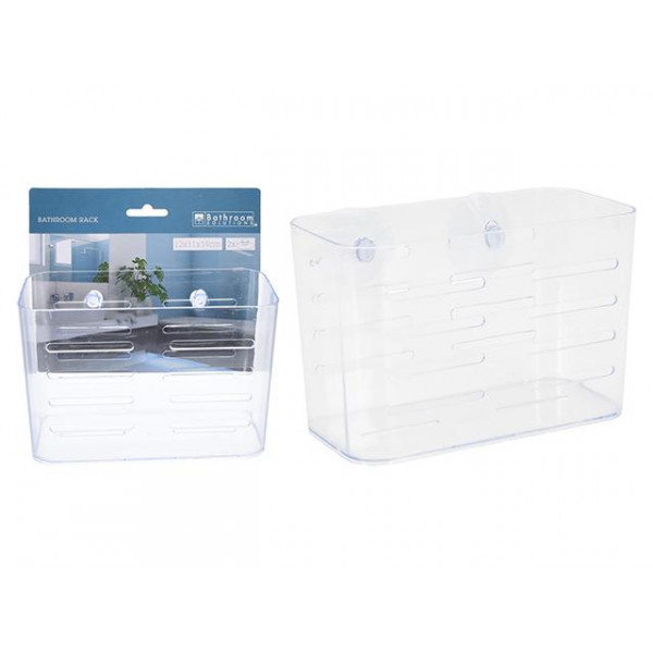 Coș pentru baie Bathroom 12X11X19cm cu Ventuză, plastic Coș pentru baie Bathroom 12X11X19cm cu Ventuză, plastic