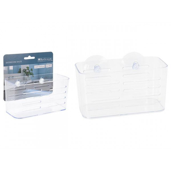 Coș pentru baie Bathroom 15X9X8cm cu Ventuză, plastic Coș pentru baie Bathroom 15X9X8cm cu Ventuză, plastic