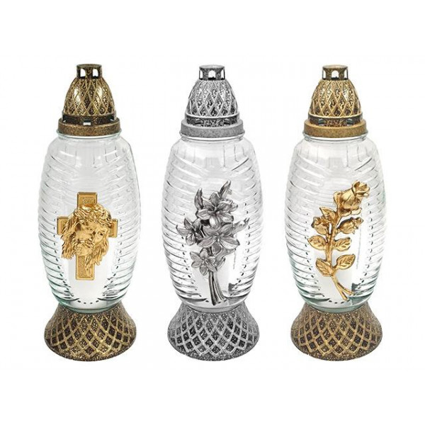 Candel? sticl? cu capac 35cm 40ore, decor mix Candel? sticl? cu capac 35cm 40ore, decor mix