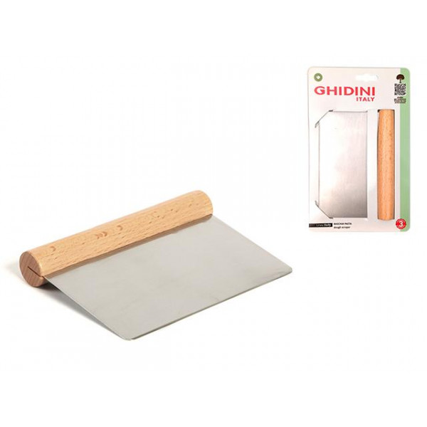 Cutit racletor Ghidini Daily 15X10cm, inox, maner lemn Cutit racletor Ghidini Daily 15X10cm, inox, maner lemn