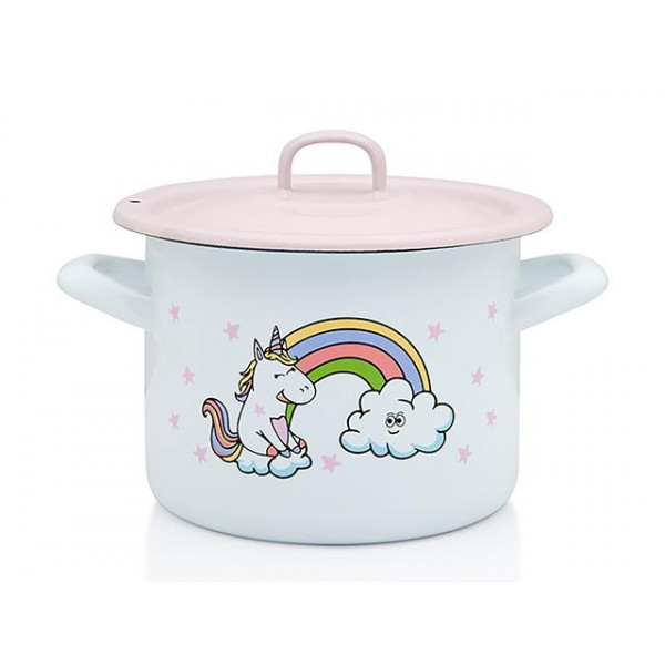 Кастрюля эмалированная "Unicorn" 14cm, 1.5l, крышка металл