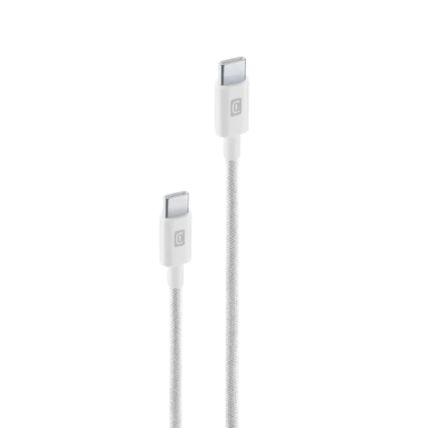Кабель для зарядки и передачи данных Cellularline Power Braided, USB Type-C/USB Type-C, 2,5м, Белый