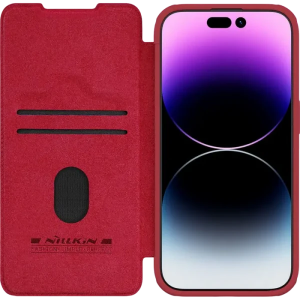 Husă tip carte Nillkin iPhone 15 Pro - Qin Pro, Roșu Husă tip carte Nillkin iPhone 15 Pro - Qin Pro, Roșu