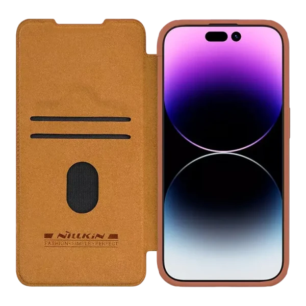 Чехол книжка Nillkin iPhone 15 Pro Max - Qin Pro, Коричневый