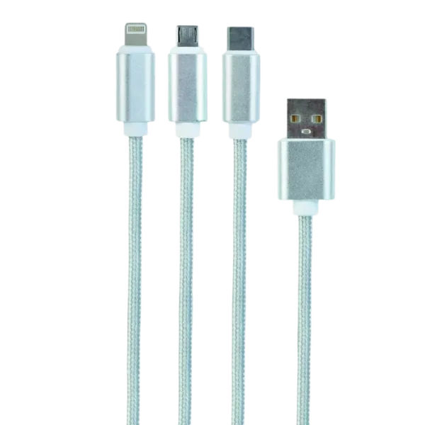 Cablu încărcare și sincronizare Cablexpert CC-USB2-AM31-1M-G, USB Type-A/Micro USB, Type-C, Lighting, 1m, Alb Cablu încărcare și sincronizare Cablexpert CC-USB2-AM31-1M-G, USB Type-A/Micro USB, Type-C, Lighting, 1m, Alb