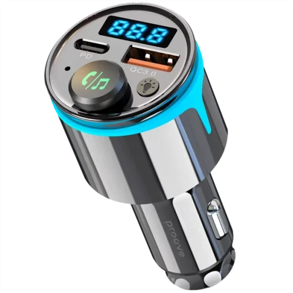 Car Charger Proove FM Launcher Nexus (PD+QC3.0) Type-C+USB Black