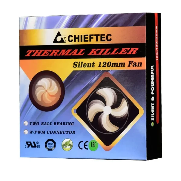 PC Case Fan Chieftec AF-1225PWM, 120x120x25 mm, Ball Bearing, 1650rpm,