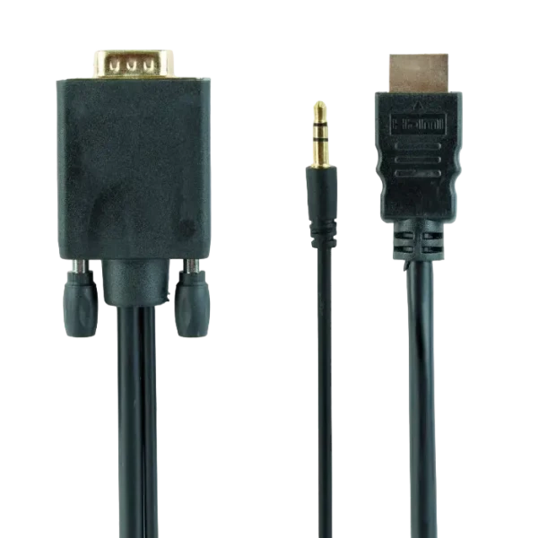 Видео кабель Cablexpert A-HDMI-VGA-03-10, HDMI (M) - VGA D-Sub + 3.5 mm Jack, 3м, Чёрный
