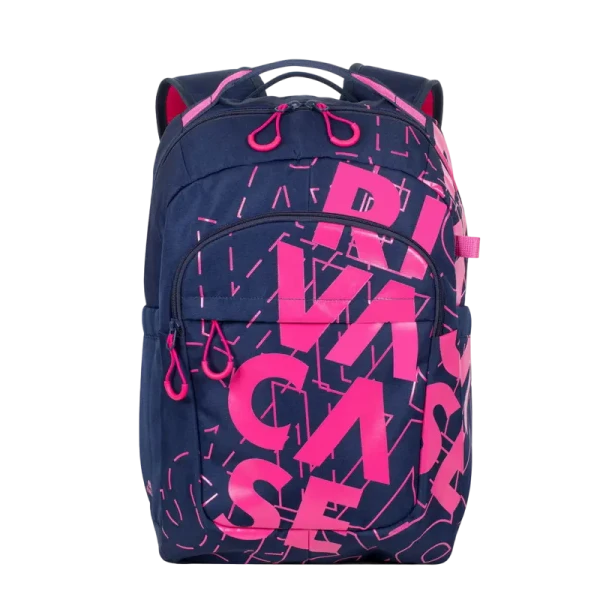 Rucsac zilnic RivaCase Heide, 15.6", Poliester, Albastru închis/Roz
