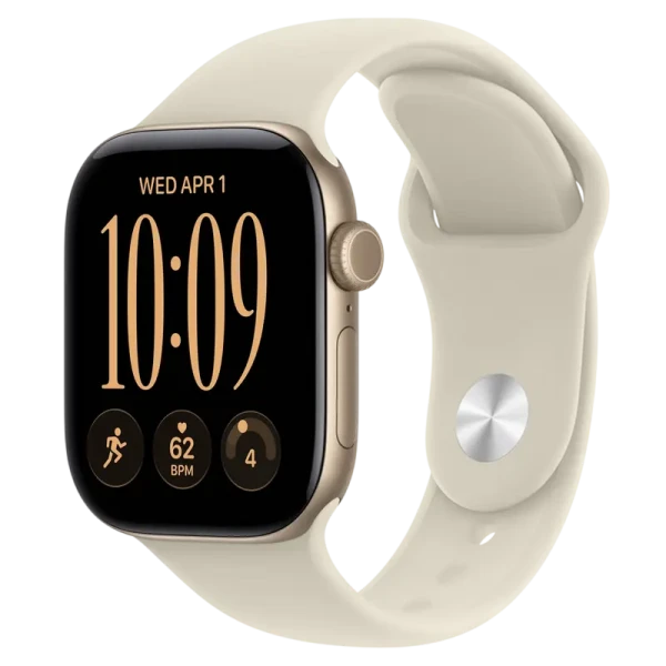 Apple Watch Series 12 GPS, 42mm Light Gold Aluminium Case with Sand Sport Band - S/M MJED4