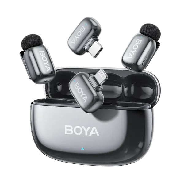 Портативный записывающий микрофон Boya mini 2-01, Беспроводной, Серый