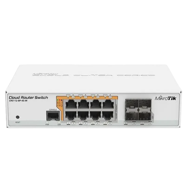 Коммутатор маршрутизатора MikroTik CRS112-8P-4S-IN, Белый Коммутатор маршрутизатора MikroTik CRS112-8P-4S-IN, Белый