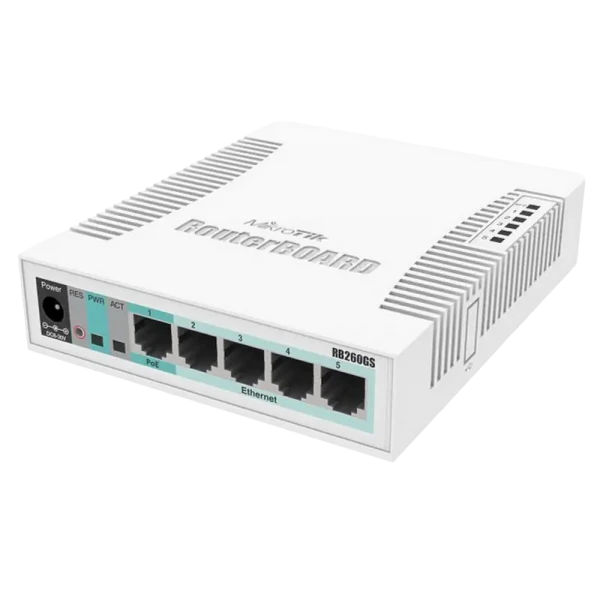 Comutator MikroTik RB260GS, Alb Comutator MikroTik RB260GS, Alb