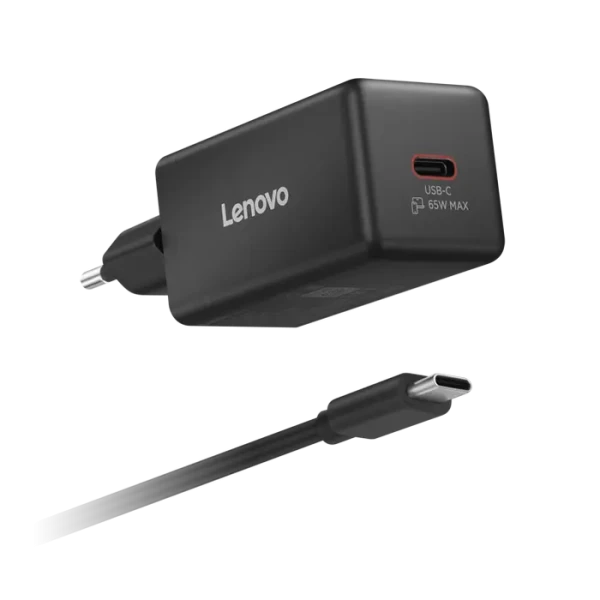 Lenovo USB-C 65W Mini GaN Charger, 1xUSB-C, (WxDxH): 61.25x32.6x32.6 mm, Weight: 110 g., USB-C cable