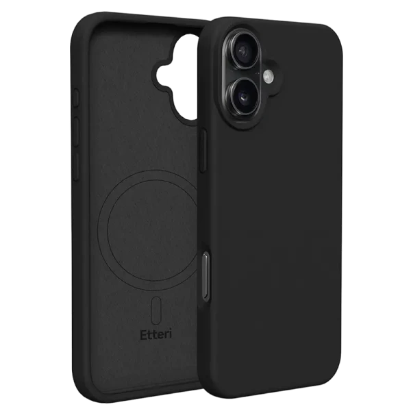 Чехол Etteri Silicone Mag case для iPhone 16 Plus, Чёрный Чехол Etteri Silicone Mag case для iPhone 16 Plus, Чёрный