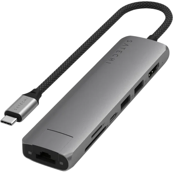 Satechi 7-in-1 USB-C Slim Multiport, USB-C3.2, Out: USB-C PD 80W, USB-A 3.2, HDMI 4K@60Hz, Ethernet