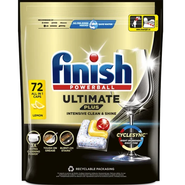 Таблетки Finish Ultimate Plus Lemon 72 шт
