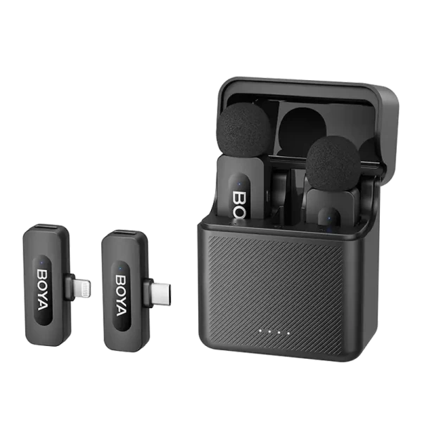 Microfon portabil pentru înregistrare vocală Boya BY-V3 Combo, Fără fir, Negru