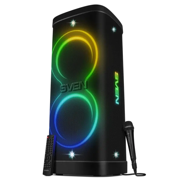 Partybox SVEN "PS-1250" 300W, TWS, IPx4, Bluetooth, FM, USB, microSD, LED-display, 13500mA*h, Black Partybox SVEN "PS-1250" 300W, TWS, IPx4, Bluetooth, FM, USB, microSD, LED-display, 13500mA*h, Black
