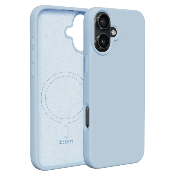 Чехол Etteri Silicone Mag case для iPhone 16 Plus, Голубой Чехол Etteri Silicone Mag case для iPhone 16 Plus, Голубой