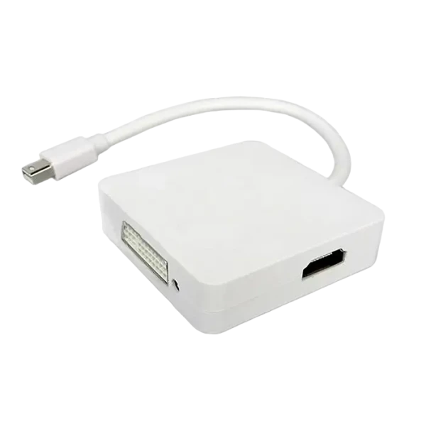 Convertor Video APC Electronic APC-531023, MiniDP (M) - HDMI (F) / DisplayPort (F) / DVI-D (F), 0,15m, Alb