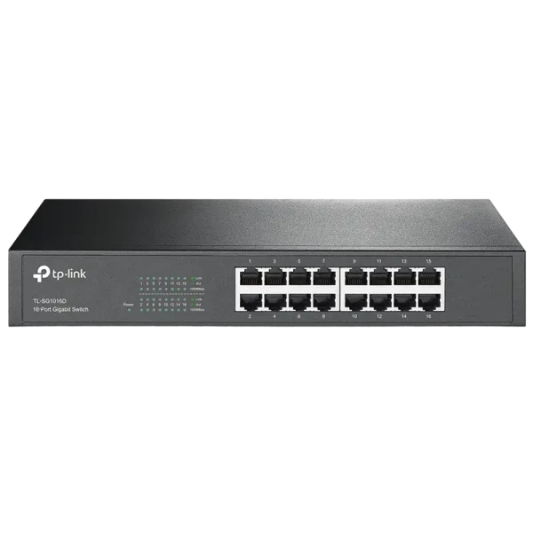 Сетевой коммутатор TP-LINK TL-SG1016D, 16x 10/100/1000 Мбит/с Сетевой коммутатор TP-LINK TL-SG1016D, 16x 10/100/1000 Мбит/с