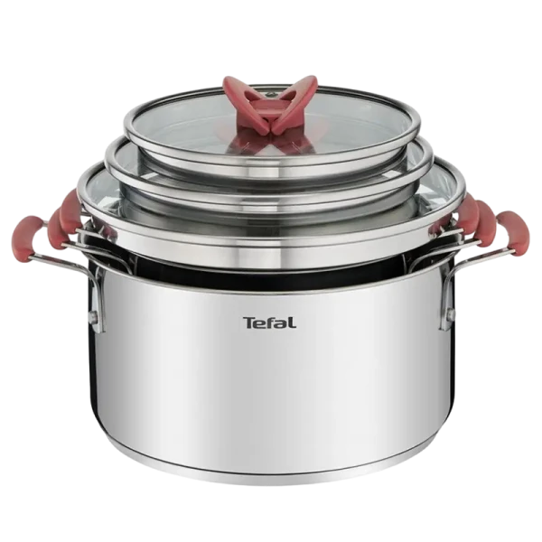 Set de vase Tefal Opti'Space, 5,2L, Oțel inoxidabil Set de vase Tefal Opti'Space, 5,2L, Oțel inoxidabil
