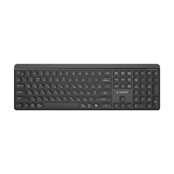 Wireless Keyboard Gembird Slim Pro Business KB-WPS-03-CYRL, Chocolate, 2.4Ghz, EN/RU, Black Wireless Keyboard Gembird Slim Pro Business KB-WPS-03-CYRL, Chocolate, 2.4Ghz, EN/RU, Black