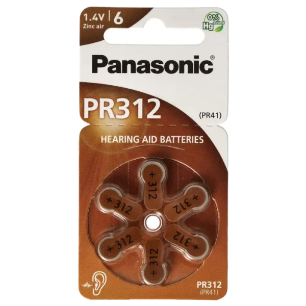 Дисковые батарейки Panasonic PR-312, PR312 (PR41), 170мА·ч, 6шт. Дисковые батарейки Panasonic PR-312, PR312 (PR41), 170мА·ч, 6шт.
