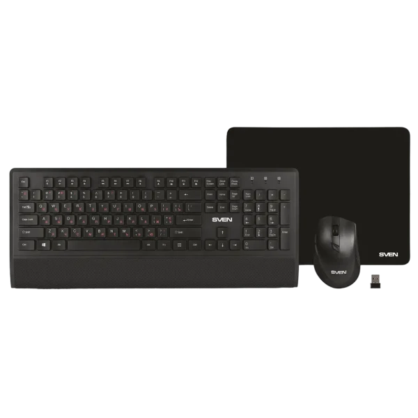 Set Tastatură + Mouse + Mouse Pad SVEN KB-C3800W, Fără fir, Negru