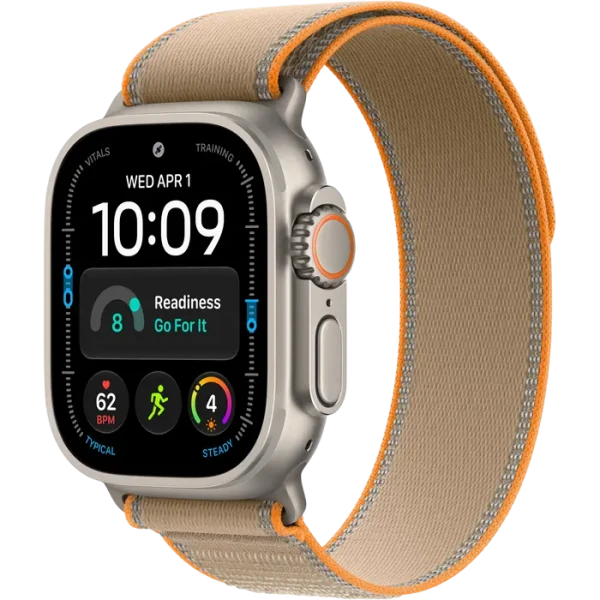 Apple Watch Ultra 4 GPS + Cellular, 49mm Natural Titanium Case with Sand Trail Loop - M/L MJAQ4