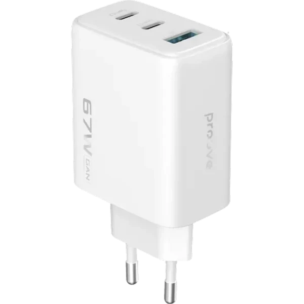 Incarcator Proove, Silicone Power 67W, 2Type-C+USB, (fara cablu), White Incarcator Proove, Silicone Power 67W, 2Type-C+USB, (fara cablu), White